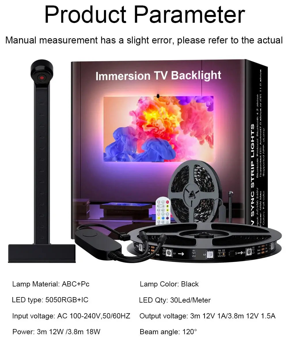 TV LED Backlight with Camera Ambient Strip Light Immersion Led Color Strip LED Light for 55-65 Inch Tv Pc Tape Screen Led Rgb