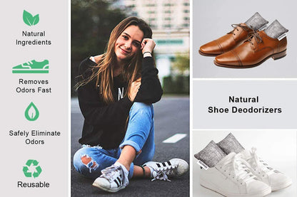 Natural Bamboo Charcoal Bags, Shoe Deodorizer and Odor Remover / Eliminatorr, 10