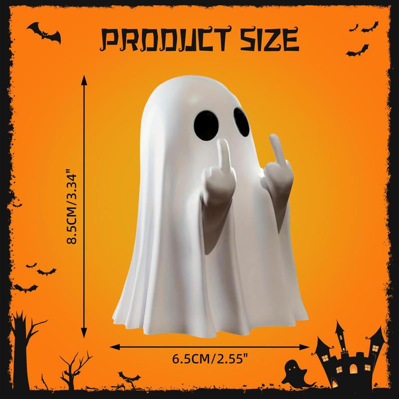 Halloween Ghost Figurine - Spooky Resin Middle Finger Statue, Cute Decor for Halloween Decorations, Porch and Indoor Spooky Home Decor