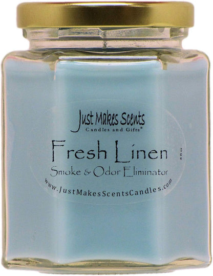 Fresh Linen Scented Smoke and Odor Eliminator Candle - Odor Eliminating Scented Candles for Home - Neutralizes Cigarette, Food, and Pet Smells - Hand Poured in the USA