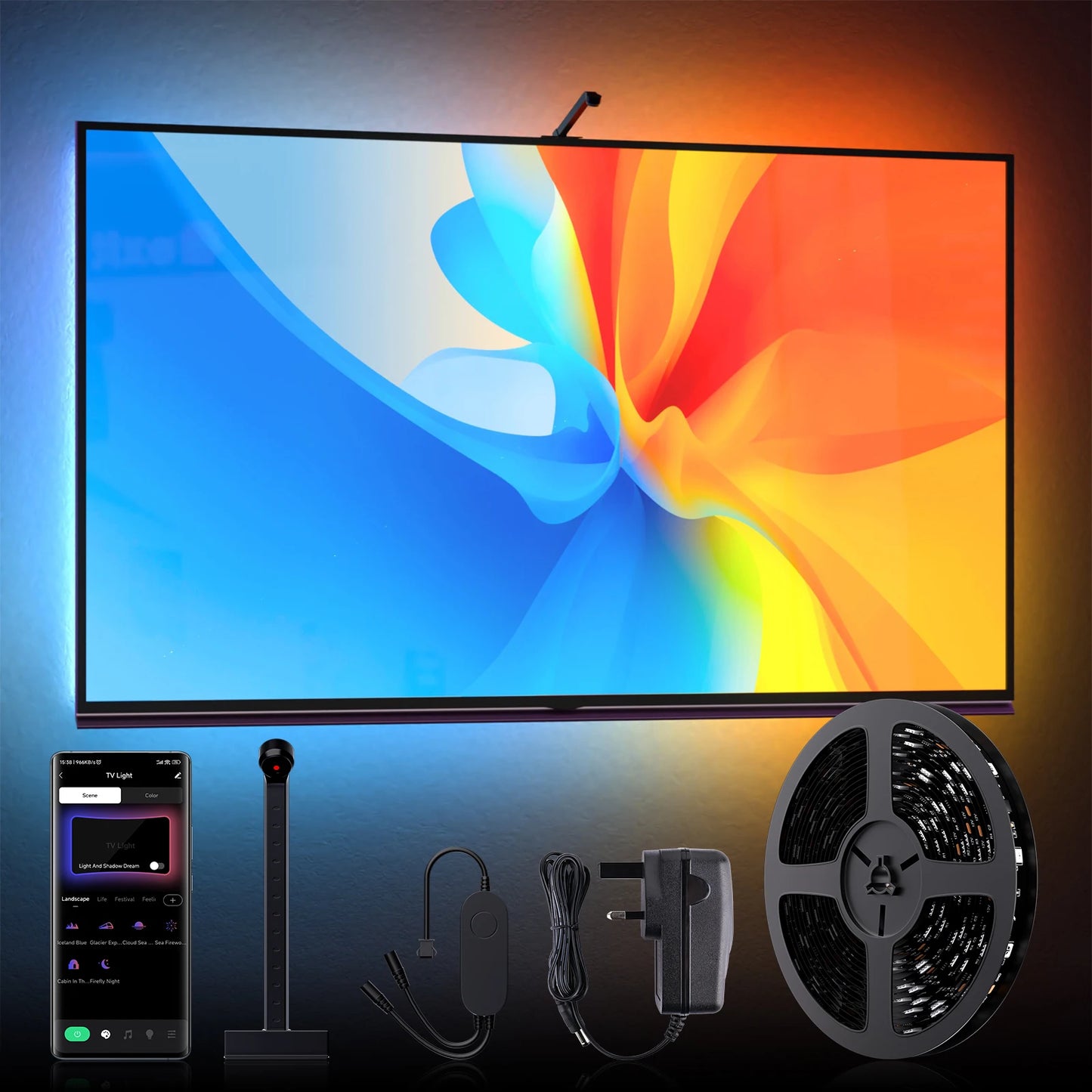 TV LED Backlight with Camera Ambient Strip Light Immersion Led Color Strip LED Light for 55-65 Inch Tv Pc Tape Screen Led Rgb